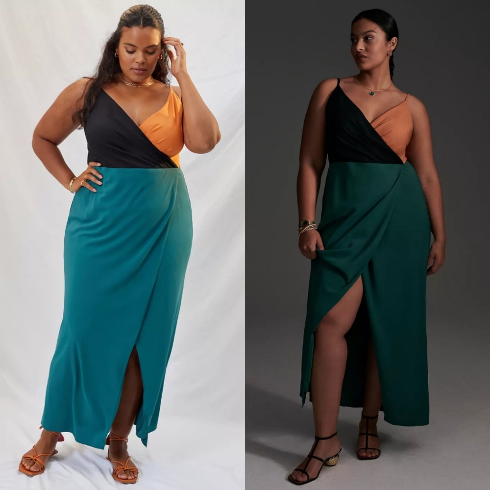 Hutch Colorblocked faux wrap Maxi Dress